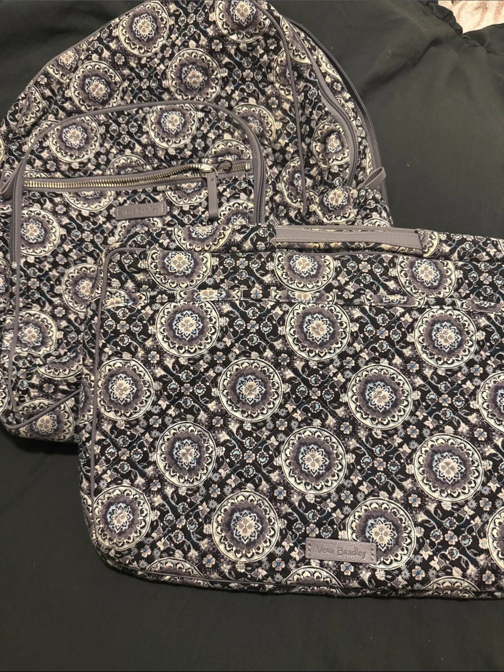 Quilted Patterned Backpack - Purple Floral Medallion